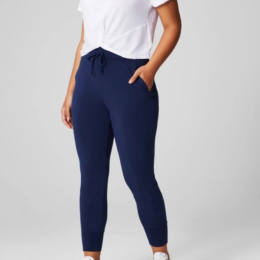 FABLETICS blue drawstring waist terry jogger Medium